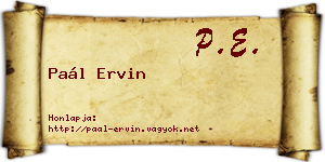 Paál Ervin névjegykártya