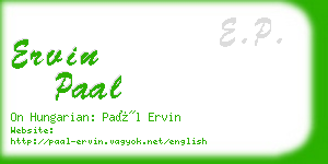 ervin paal business card